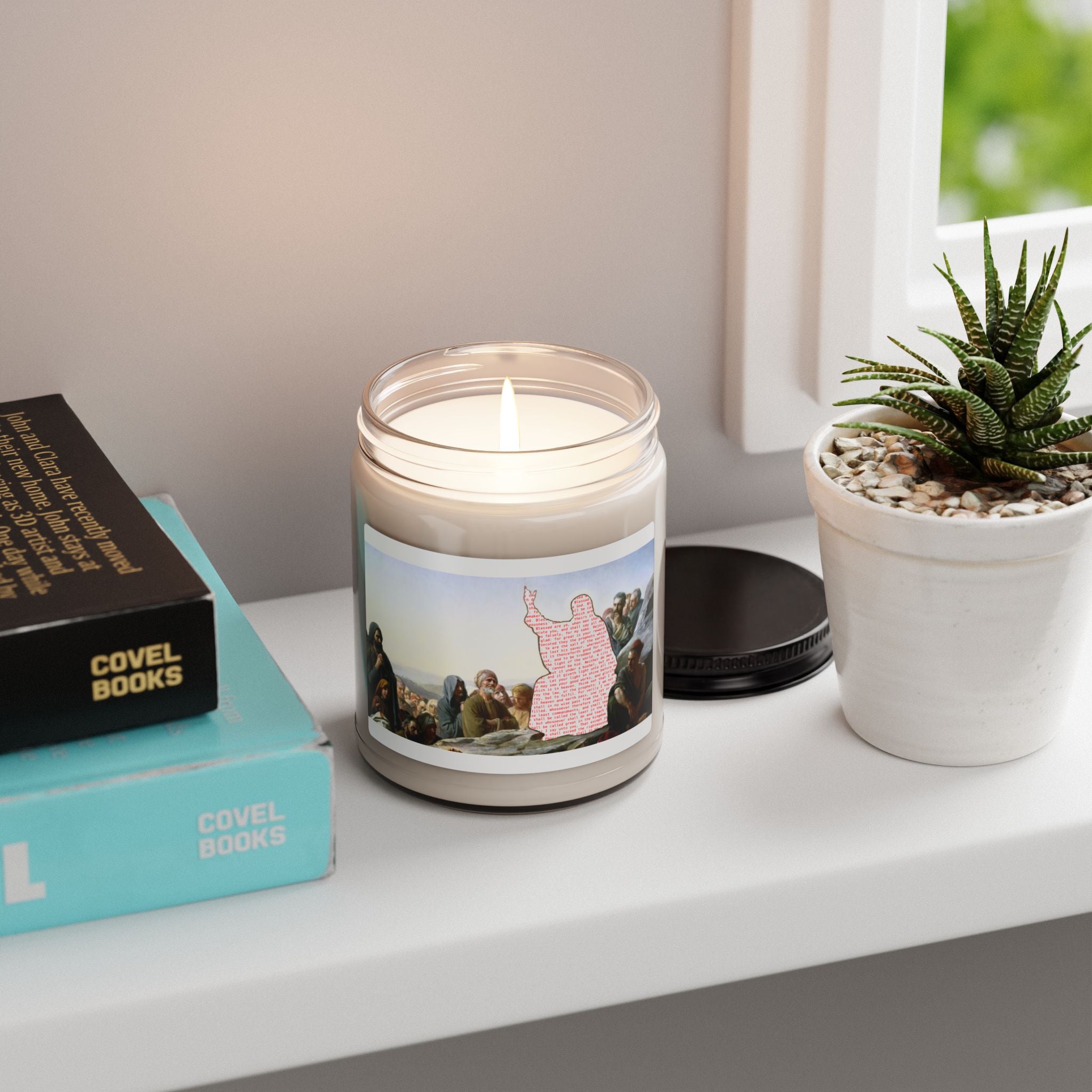 Scented Candles — Jesus Sermon On the Mount (Biblical Art, Inspirational Gift)
