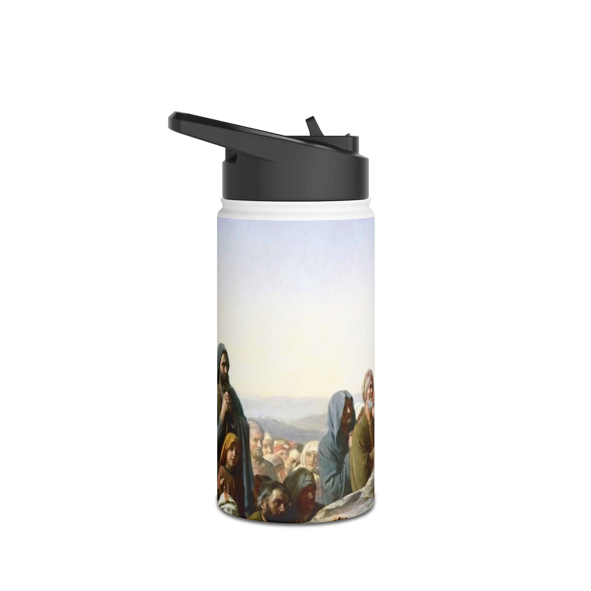 Stainless Steel Water Bottle — Jesus Sermon On the Mount (Biblical Art, Inspirational Gift)