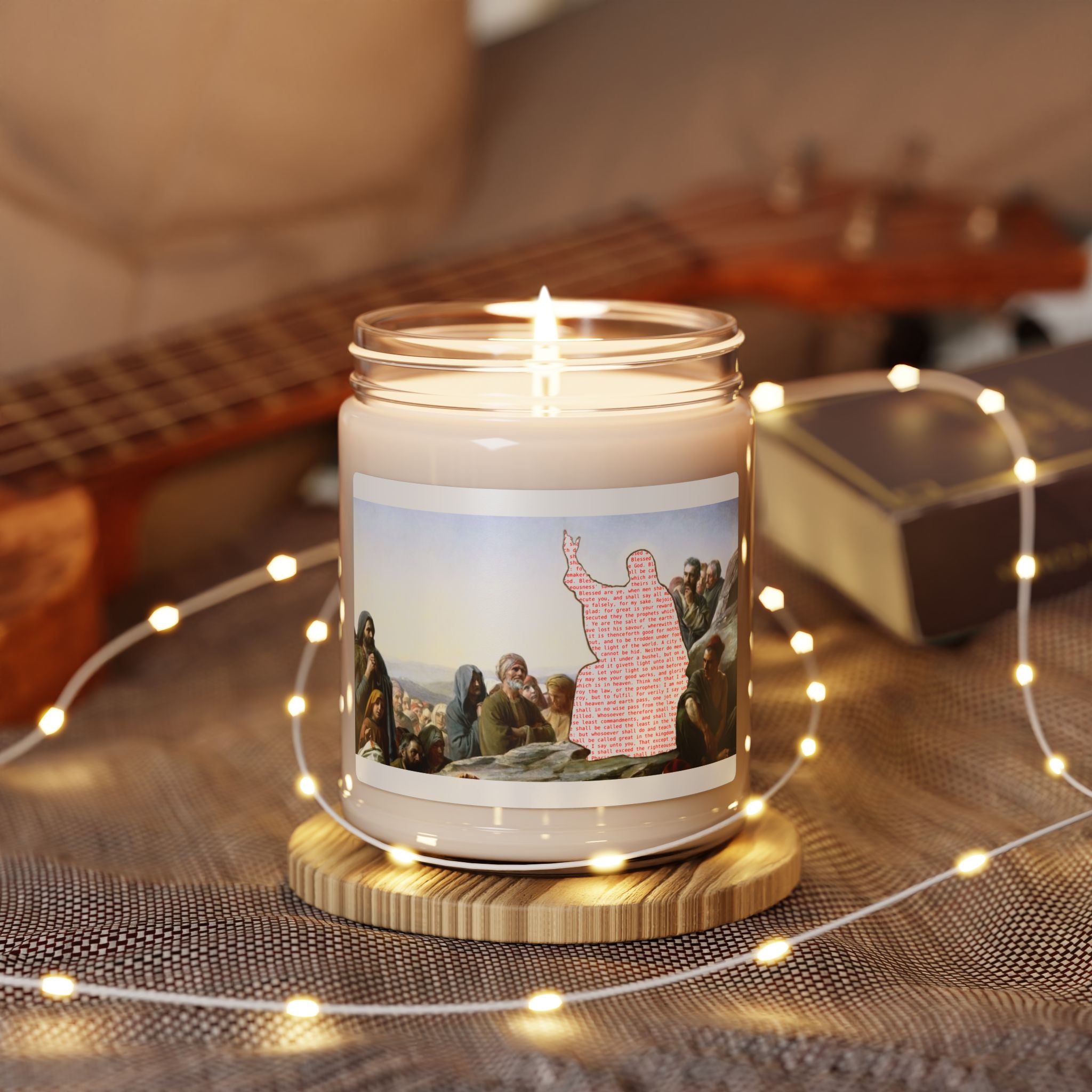 Scented Candles — Jesus Sermon On the Mount (Biblical Art, Inspirational Gift)