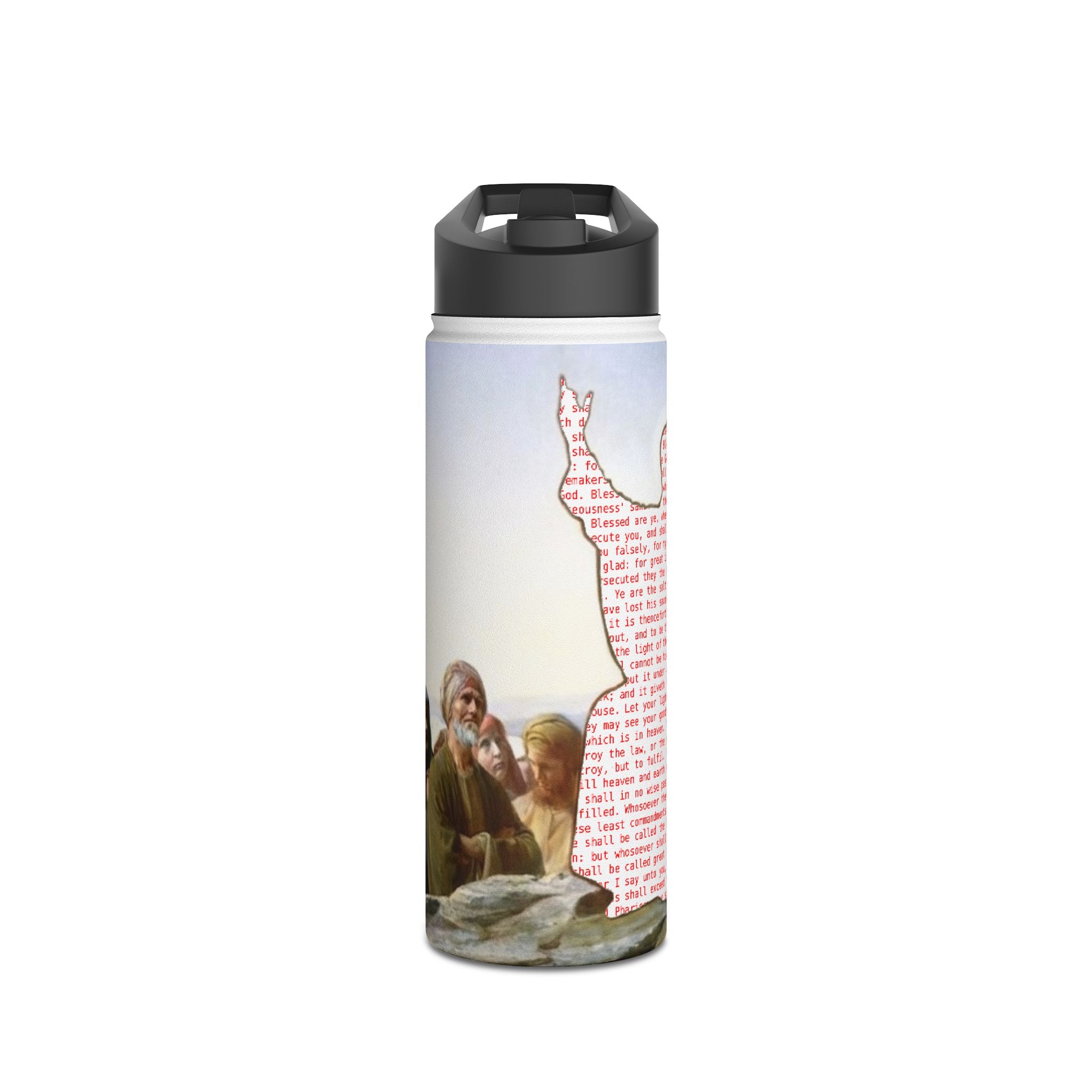 Stainless Steel Water Bottle — Jesus Sermon On the Mount (Biblical Art, Inspirational Gift)