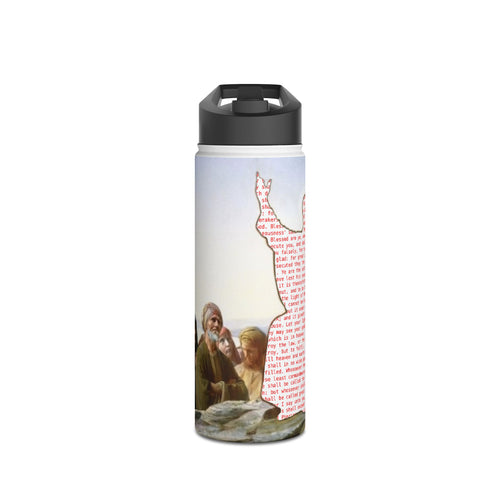 Stainless Steel Water Bottle — Jesus Sermon On the Mount (Biblical Art, Inspirational Gift)