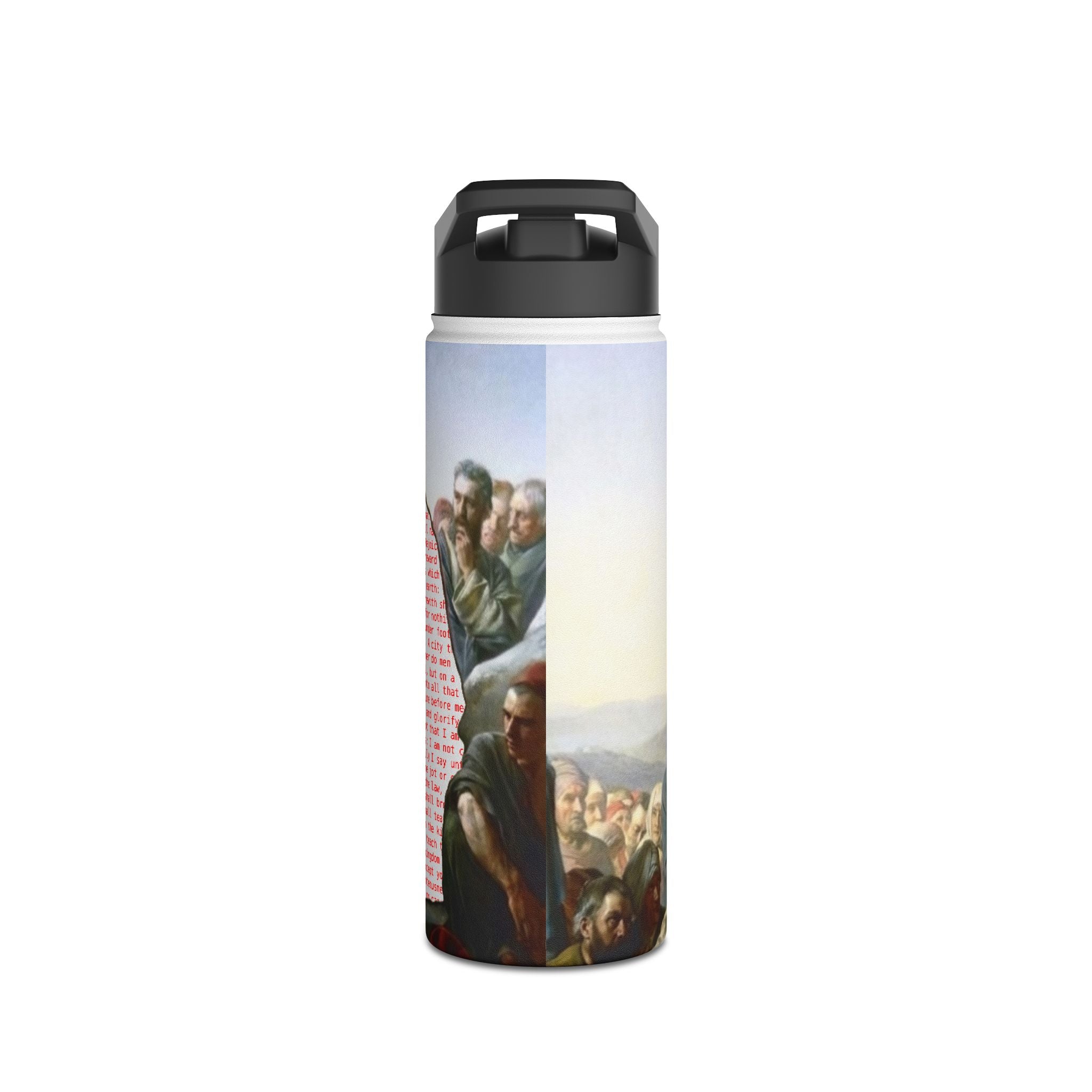 Stainless Steel Water Bottle — Jesus Sermon On the Mount (Biblical Art, Inspirational Gift)